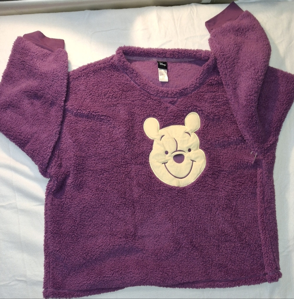 Purple Fleece Kids Top with Bear Design
